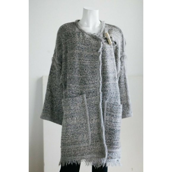 Chloé Thick Knit Boho Lagen Look LArge Toggle Button Massive Pockets Sweater L - Picture 4 of 12